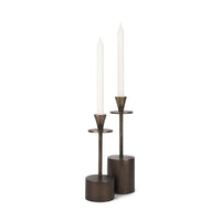 Petria Antiqued Gold Textured Metal Taper Candle Holders