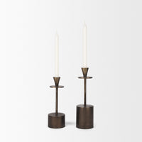 Petria Antiqued Gold Textured Metal Taper Candle Holders